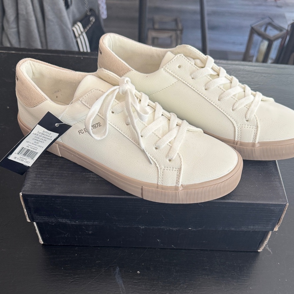 French Connection Cream and Tan Sneakers